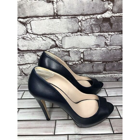 Miu Miu Blue Leather Peep Toe Platform Stiletto Heels Women’s Sz 37EU/6.5M US - Picture 4 of 16